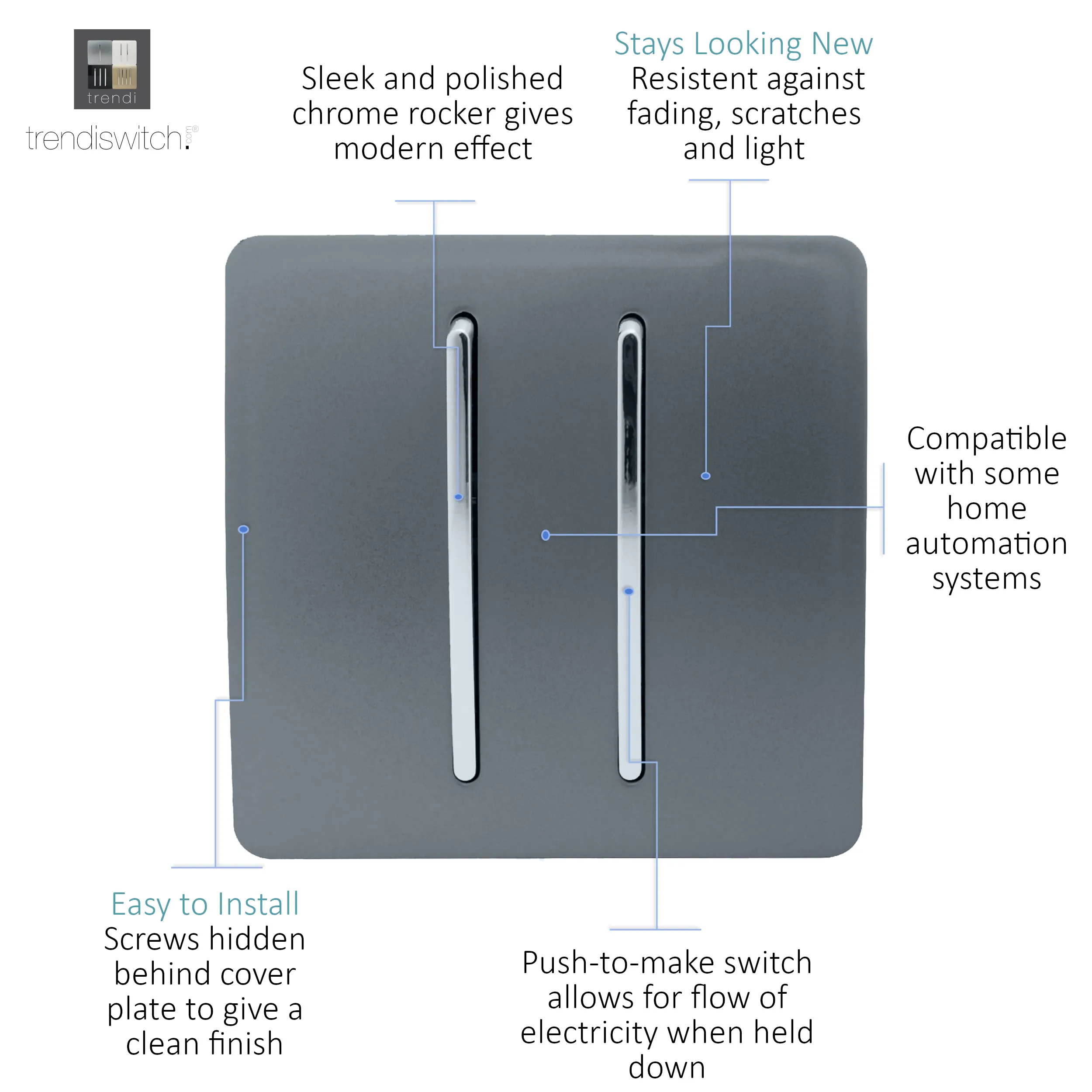 2 Gang Doorbell Warm Grey ART-2DBWG  Trendi Warm Grey